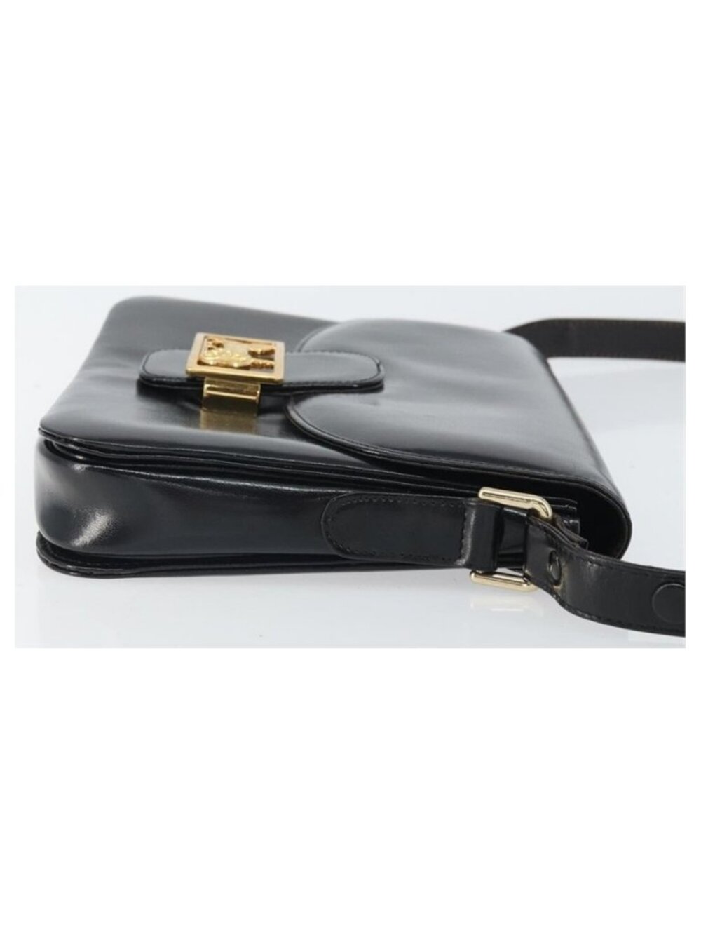 Authentic CELINE Horse Carriage Shoulder Bag Leather Black Gold - Picture 7 of 16